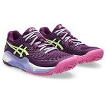 Asics Gel Resolution 9 Ladies Deep Mauve Lime Green Padel Shoes