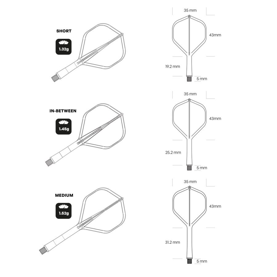 Shot Flight Deck One Piece Kite Shape Flight and Shaft White